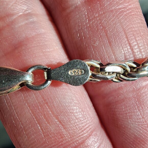 Vintage Italian 925 Sterling Silver Chain Necklace With Amethyst Crystal Pendant - Picture 8 of 10